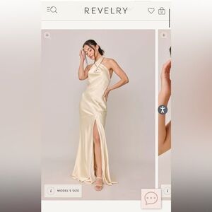 Revely, Athena, satin, gold champagne, bridesmaids dress
